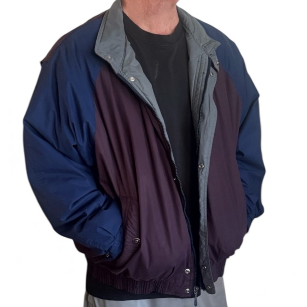 Vintage Pacific Trail Men’s Jacket Zip Out Insulated Liner Sz L Blue/Burgundy
